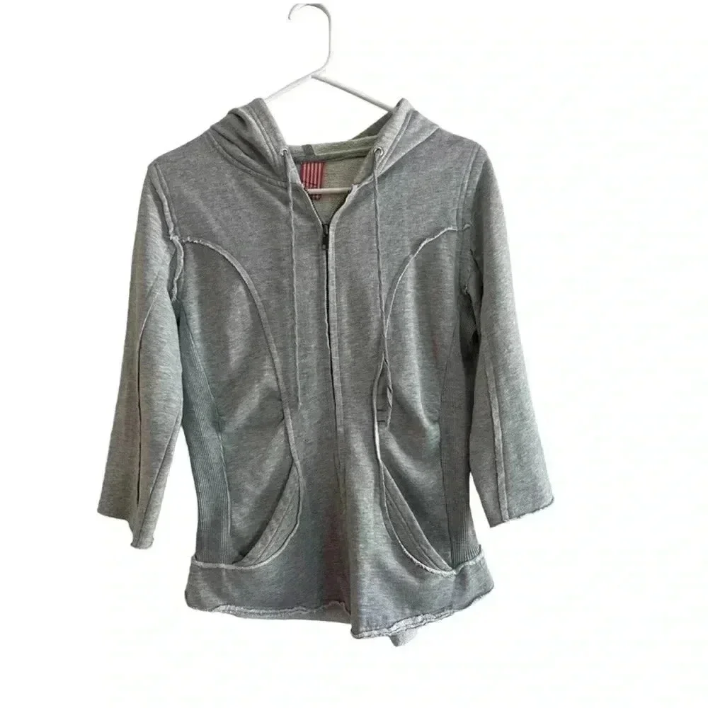 Vintage Free People Gray Zip Up Sweatshirt Size L